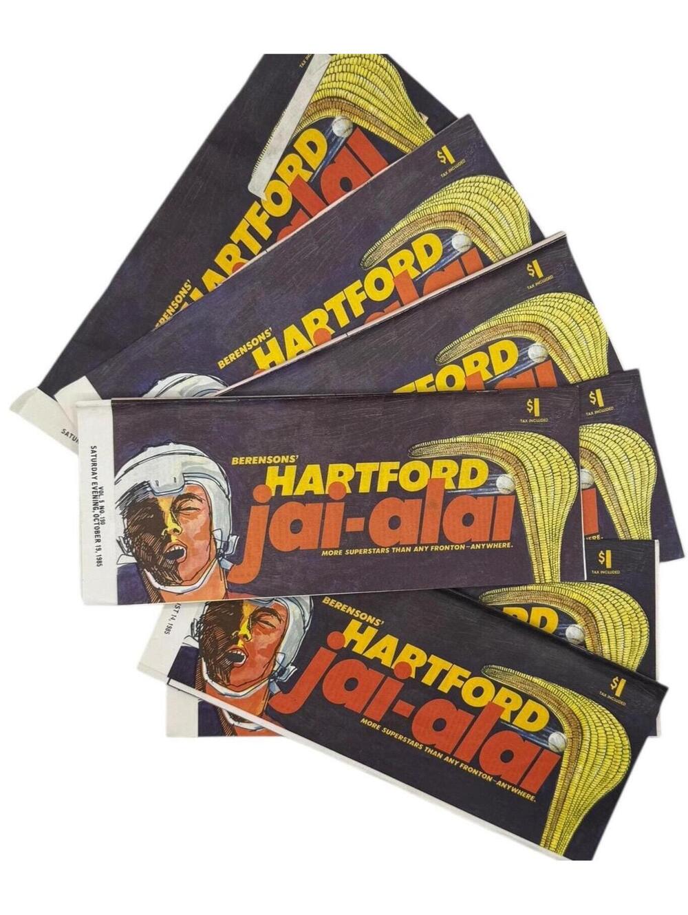 Vintage 1985 Hartford Jai-Alai Program: Berenson's Fronton Memorabilia
